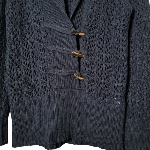 Old Navy Womens Blue Angora Wool Y2K Shawl Neck Open Knit Grandpa Sweater XL - Picture 4 of 10